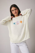 Round Neck Long Sleeve 'sea' Graphic Sweater