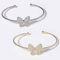 Butterfly Cz Pave Cuff Bangle Bracelet