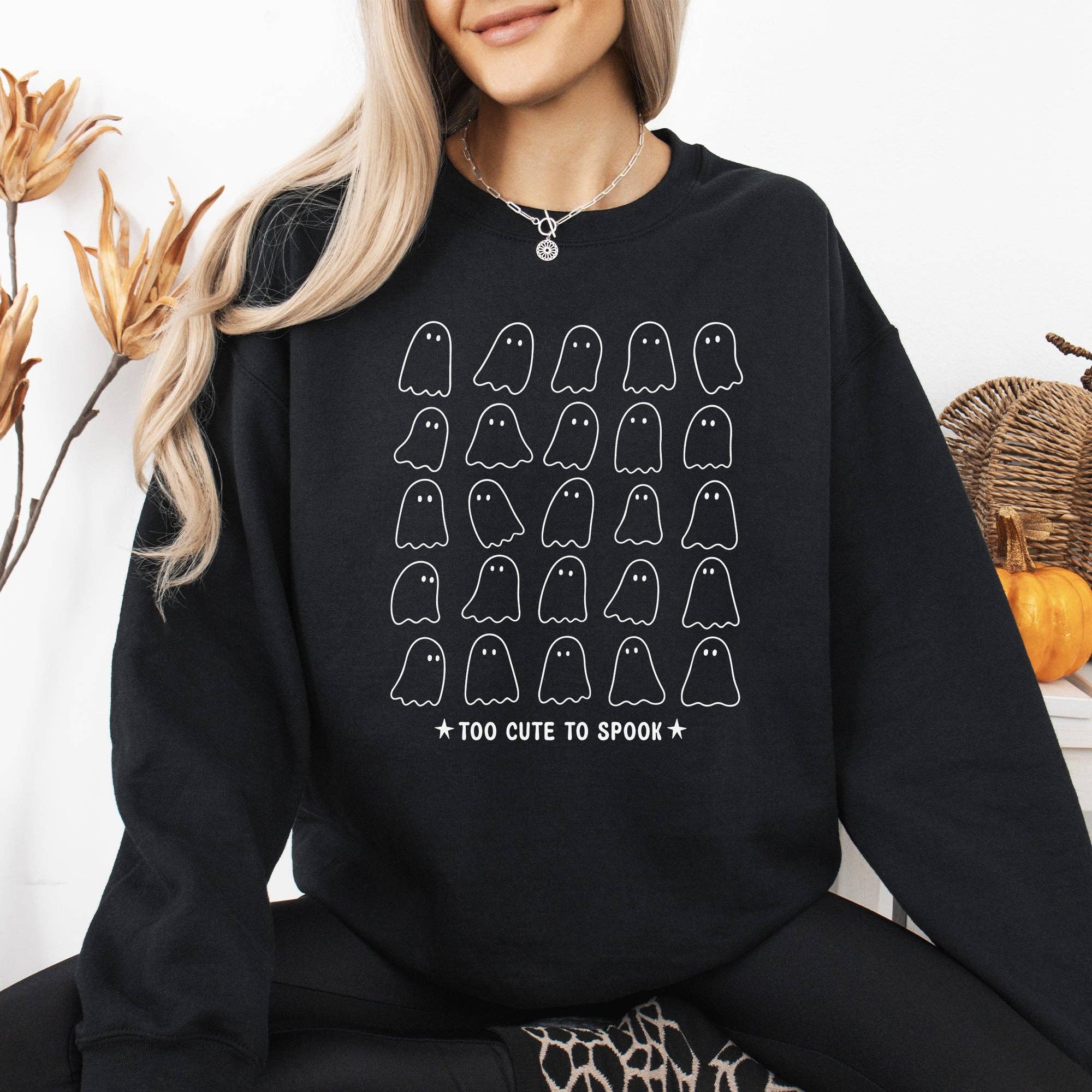 Too Cute To Spook, Mini Ghosts, Halloween, Spooky Sweatshirt