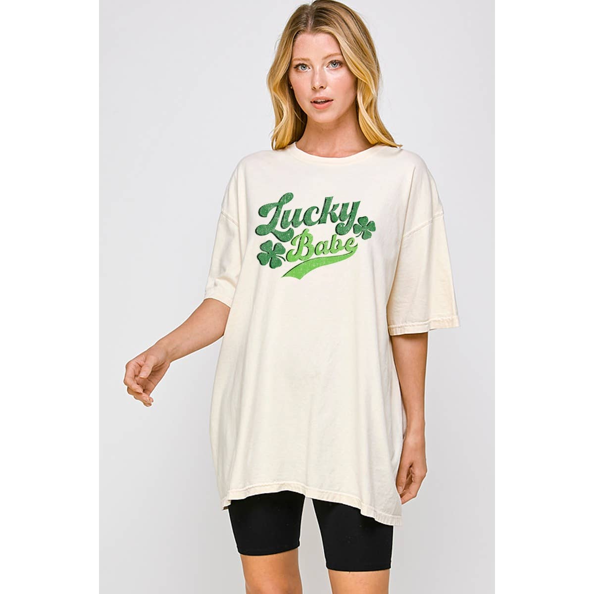 Lucky Babe  Graphic Oversized Tee