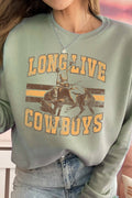 Long Live Cowboys Graphic Brushed Sweatshirts