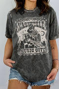 Nashville -  Vintage Mineral Graphic Print Top