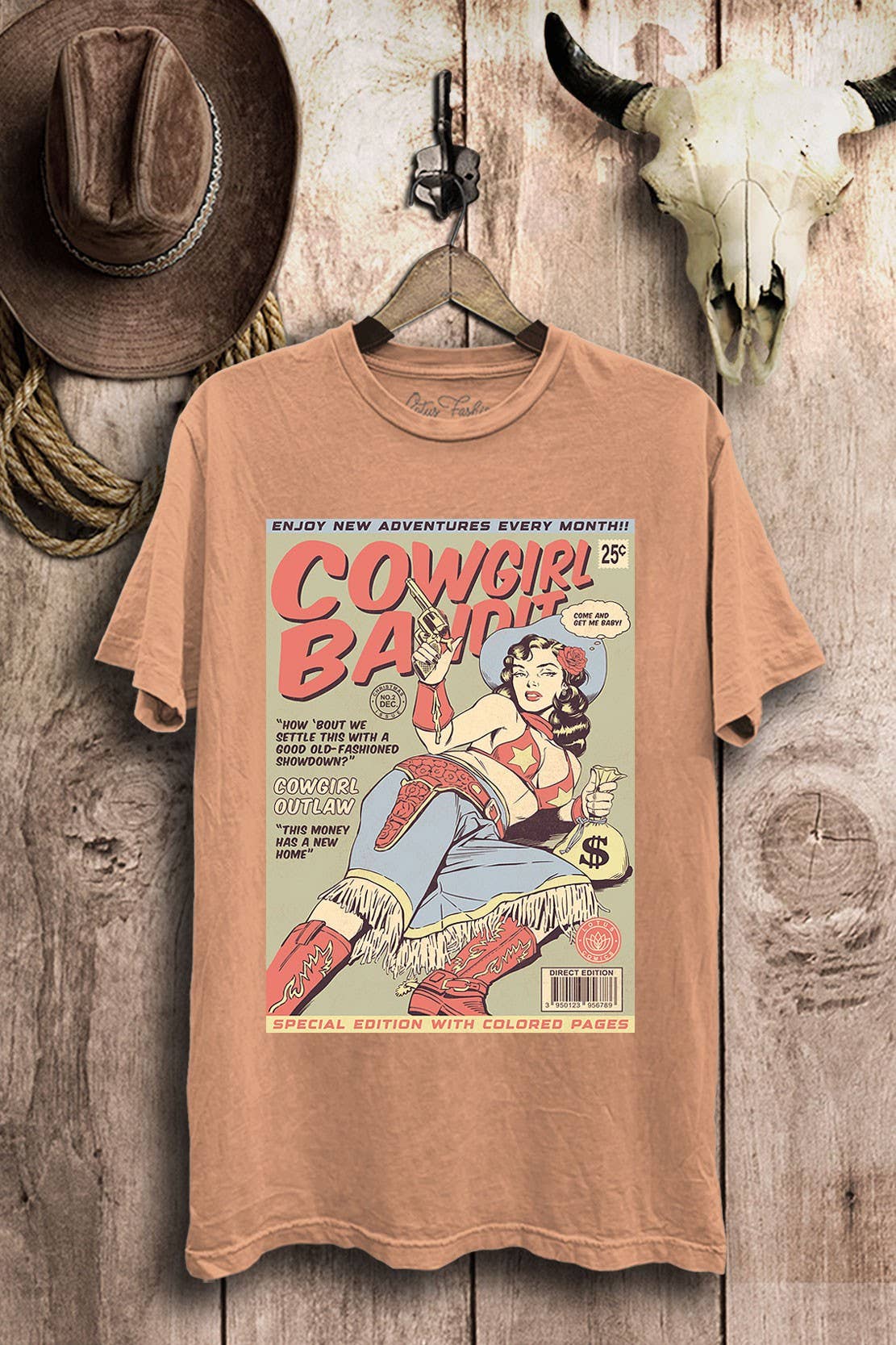 Cowgirl Bandit Western Retro Comics Graphic Top