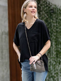 ".SI-24049 Airflow Textured Loose Fit Chest Pocket Top