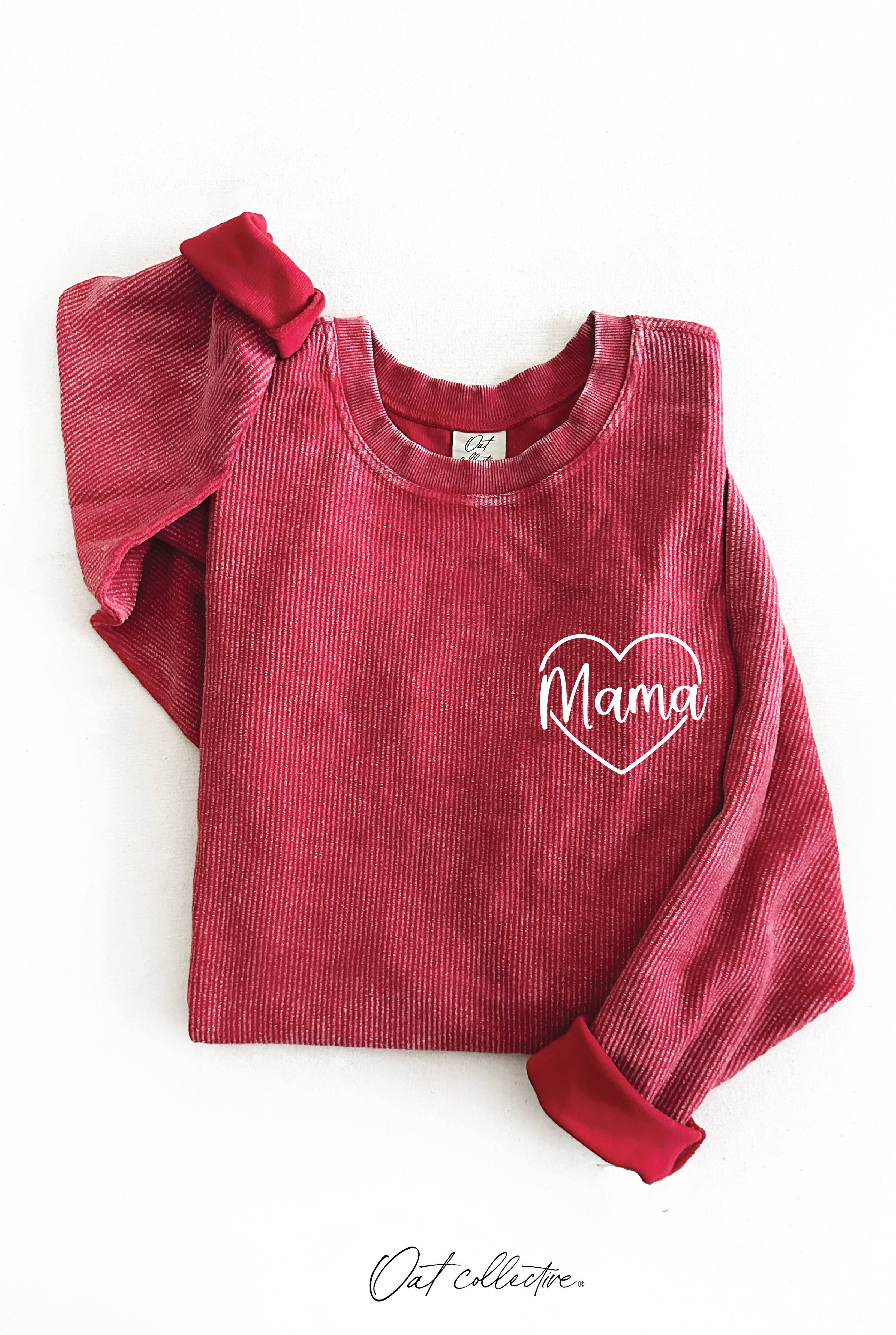 Mama Heart  Thermal Vintage Pullover
