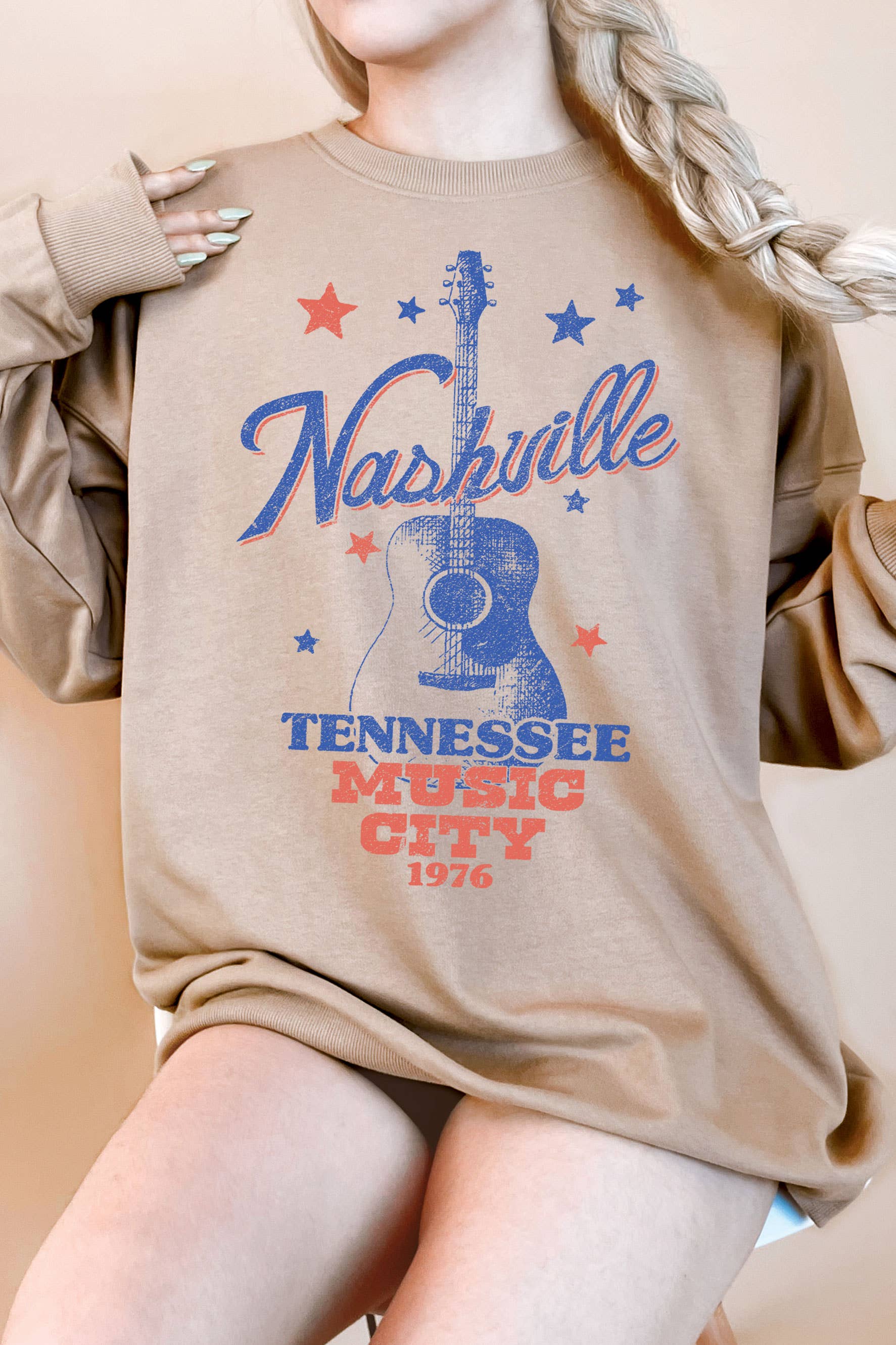 Nashville Tennessee Guitar Oversize Graphix Terry Sweatshirt