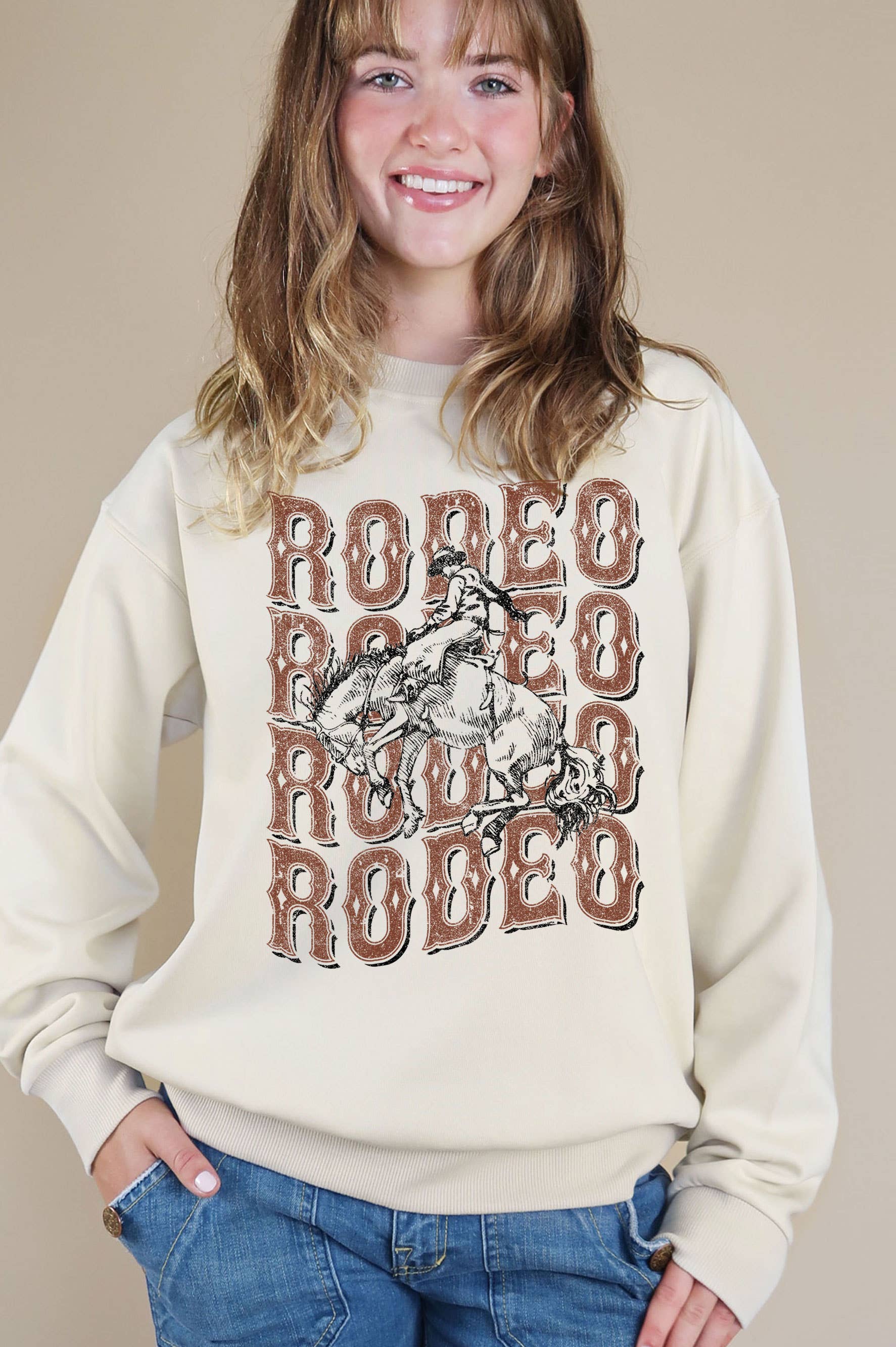 Rodeo Cowboy Graphic Brushed Sweatshirts