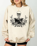 Reading Skeleton, Book Lover, Halloween Vintage Sweatshirt