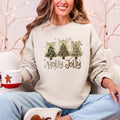 Holly Jolly, Camo Christmas Tree, Santa, Ribbons Sweatshirt