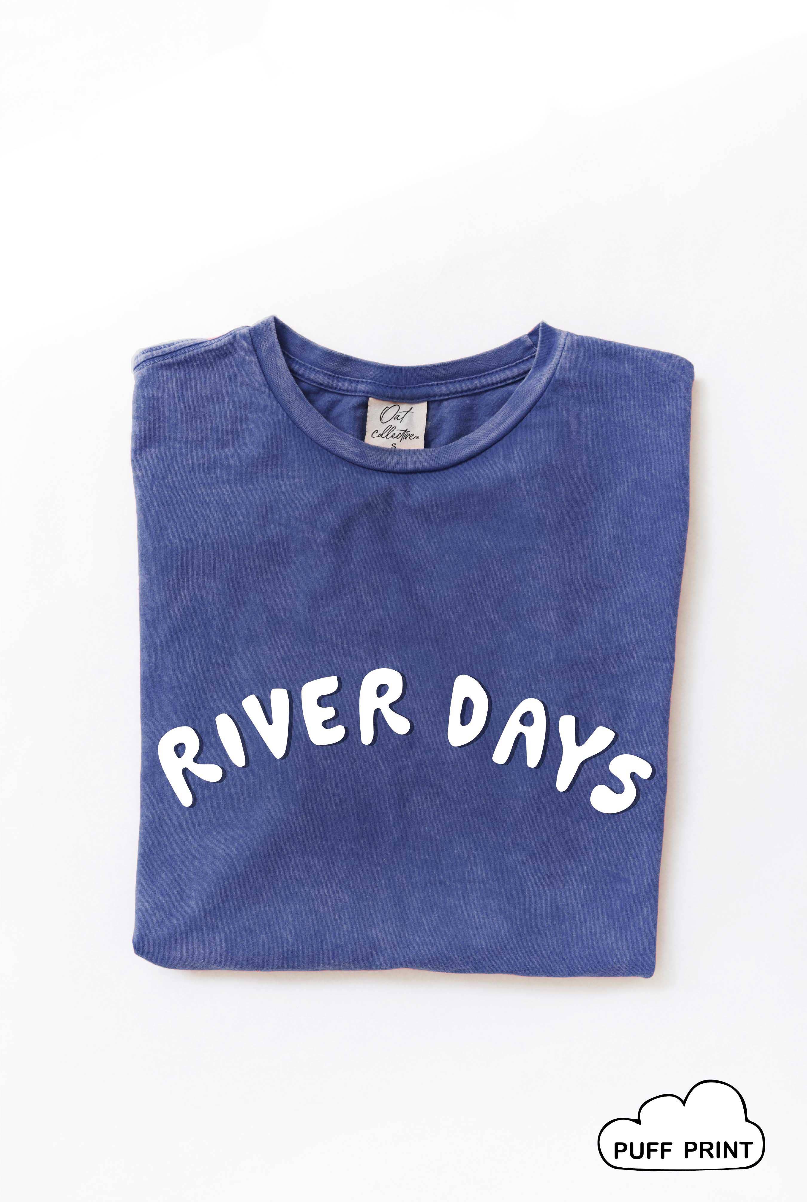 River Days Puff Print Mineral Washed Graphic Top
