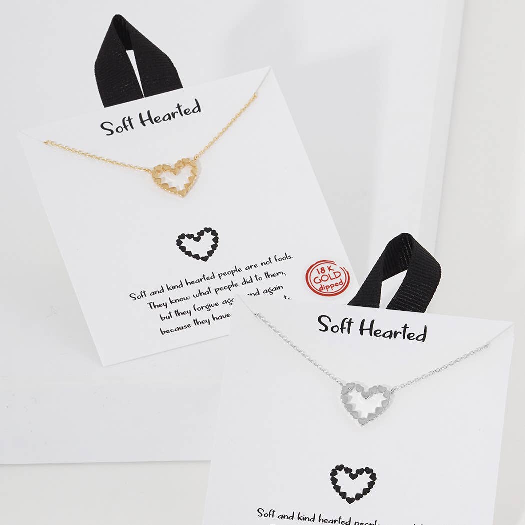 Gold-Dipped Heart Linked Heart Charm Necklace