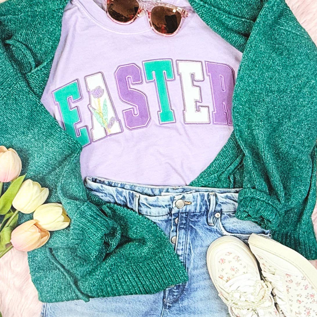 Easter Velvety Chenille Letter Tee