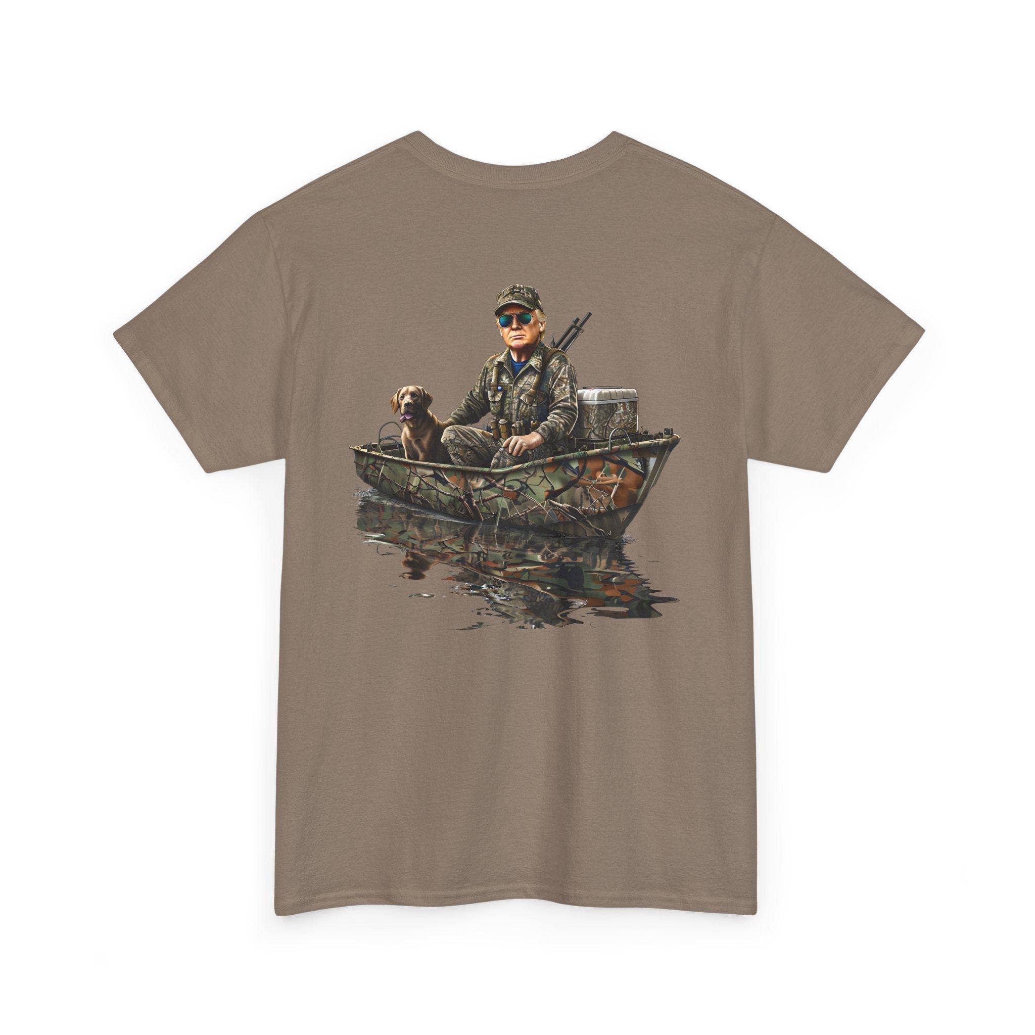 Trump Hunting Boat Tee - Outdoor Adventure Camo Shirt
