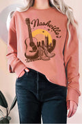 Nashville Music City Sunset Graphic Terry Sweatshirts
