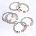 Two T Bangle Bracelet Round Gem Wrapped