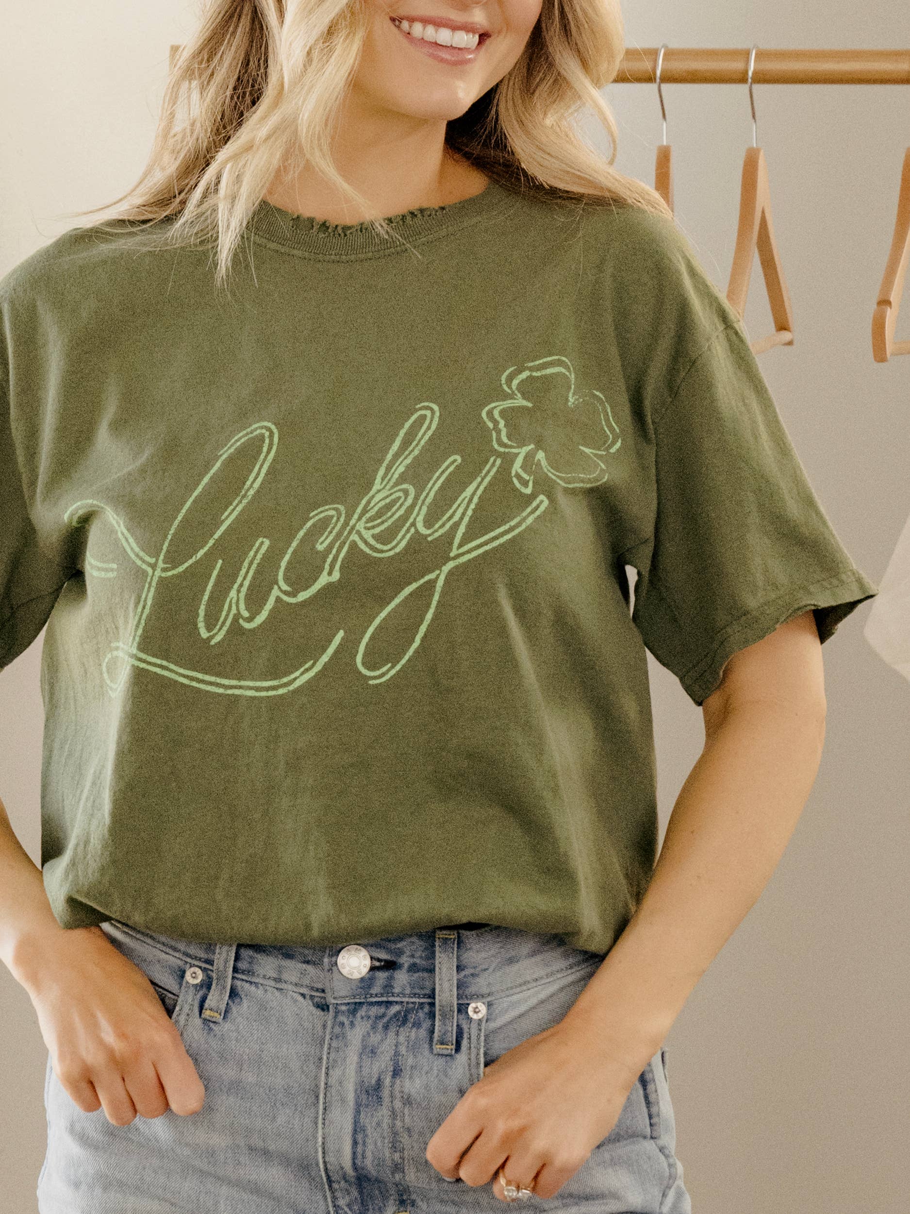 St. Paddy's Day Lucky Green Thrifted Graphic Tee
