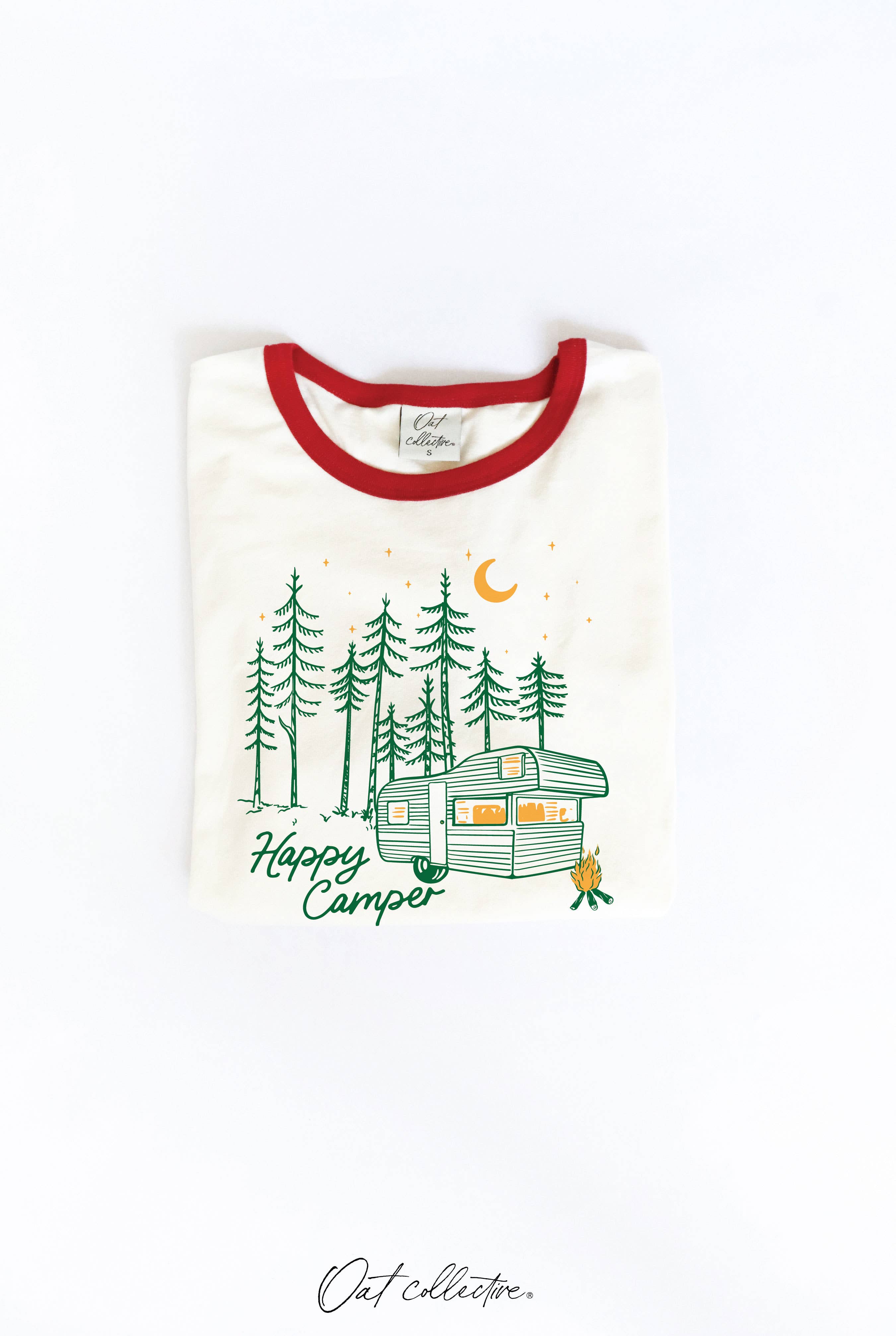 Happy Camper Ringer Graphic Top
