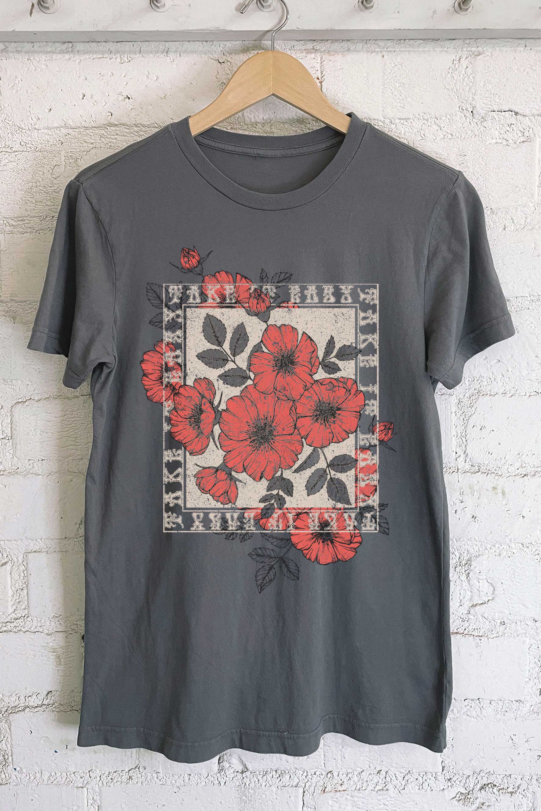 Take Easy Vintage Flower Graphic Tshirts