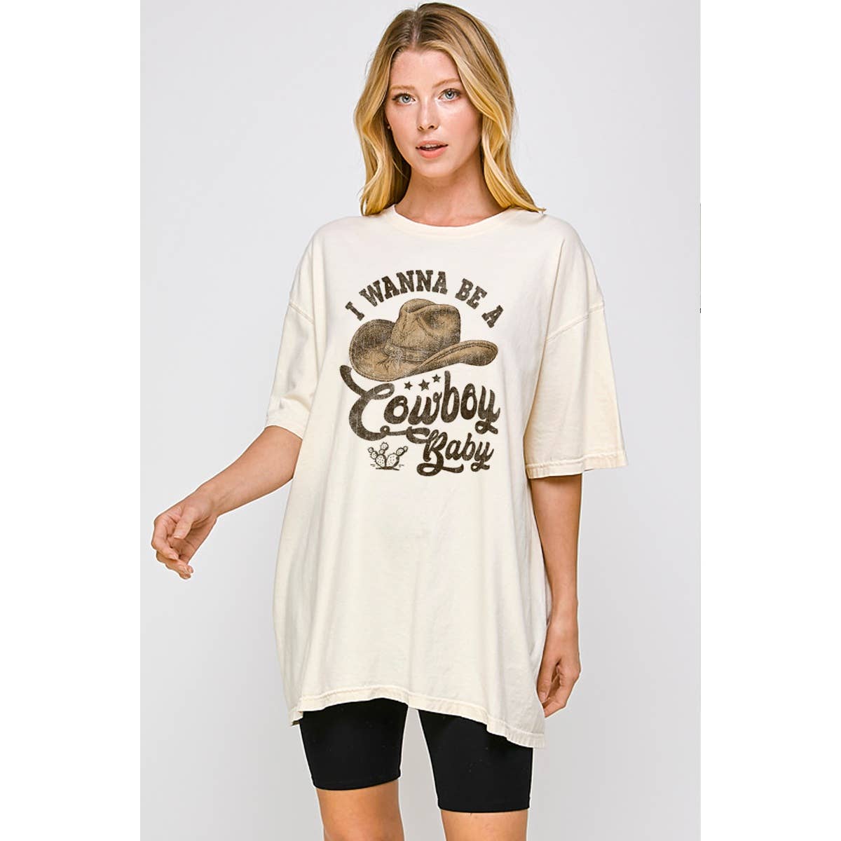 I Wanna Be A Cowboy Baby Vintage Graphic Oversized Tee