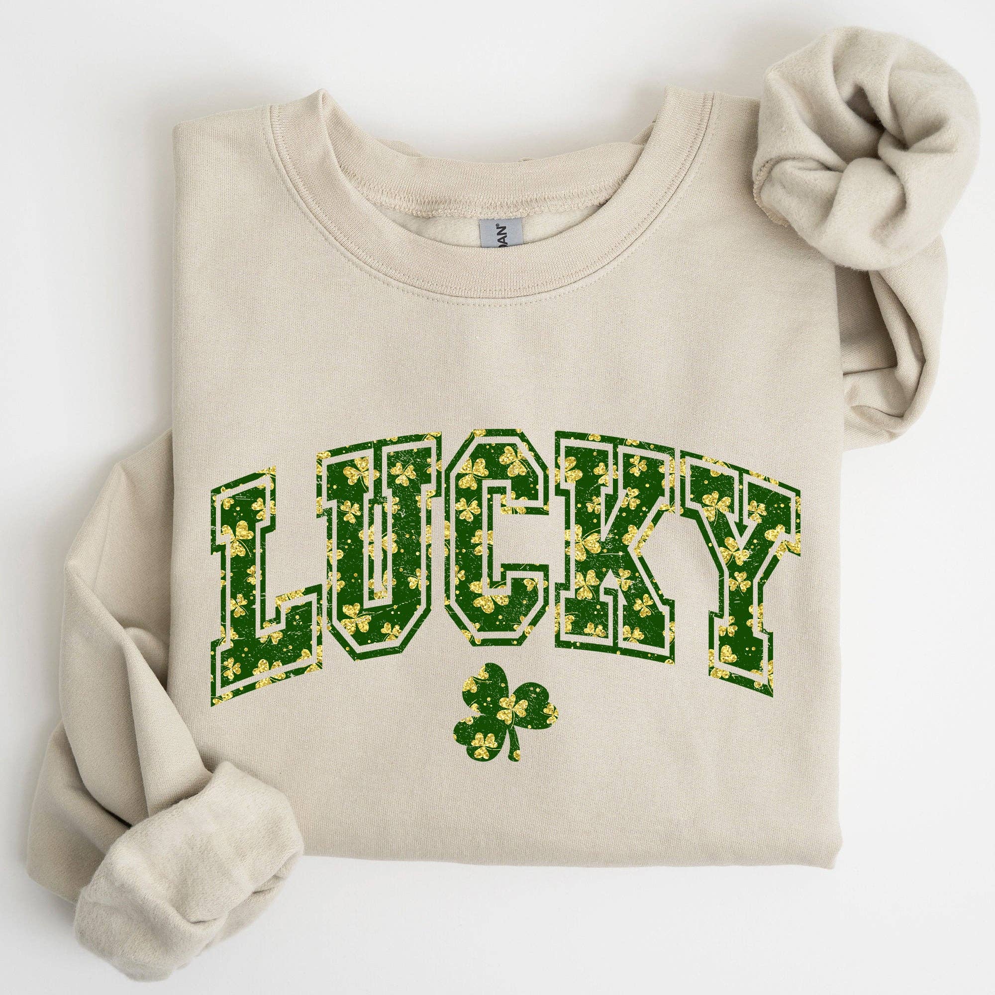 Lucky, Glitter Shamrock, Vintage St Patrick's Day Sweatshirt