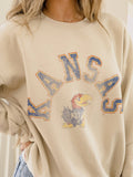 Ku Kansas Jayhawks Mega Arch Sand Thrifted Sweatshirt