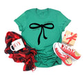 Merry Christmas Black Bow Green Holiday Graphic Tee