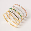 Paved Stone Hinged Bangle Bracelet