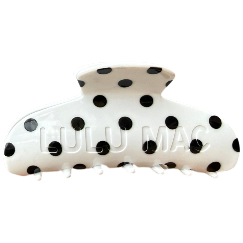 Lulu Mac Hair Clips LM-HR-1001- White/Black Dot