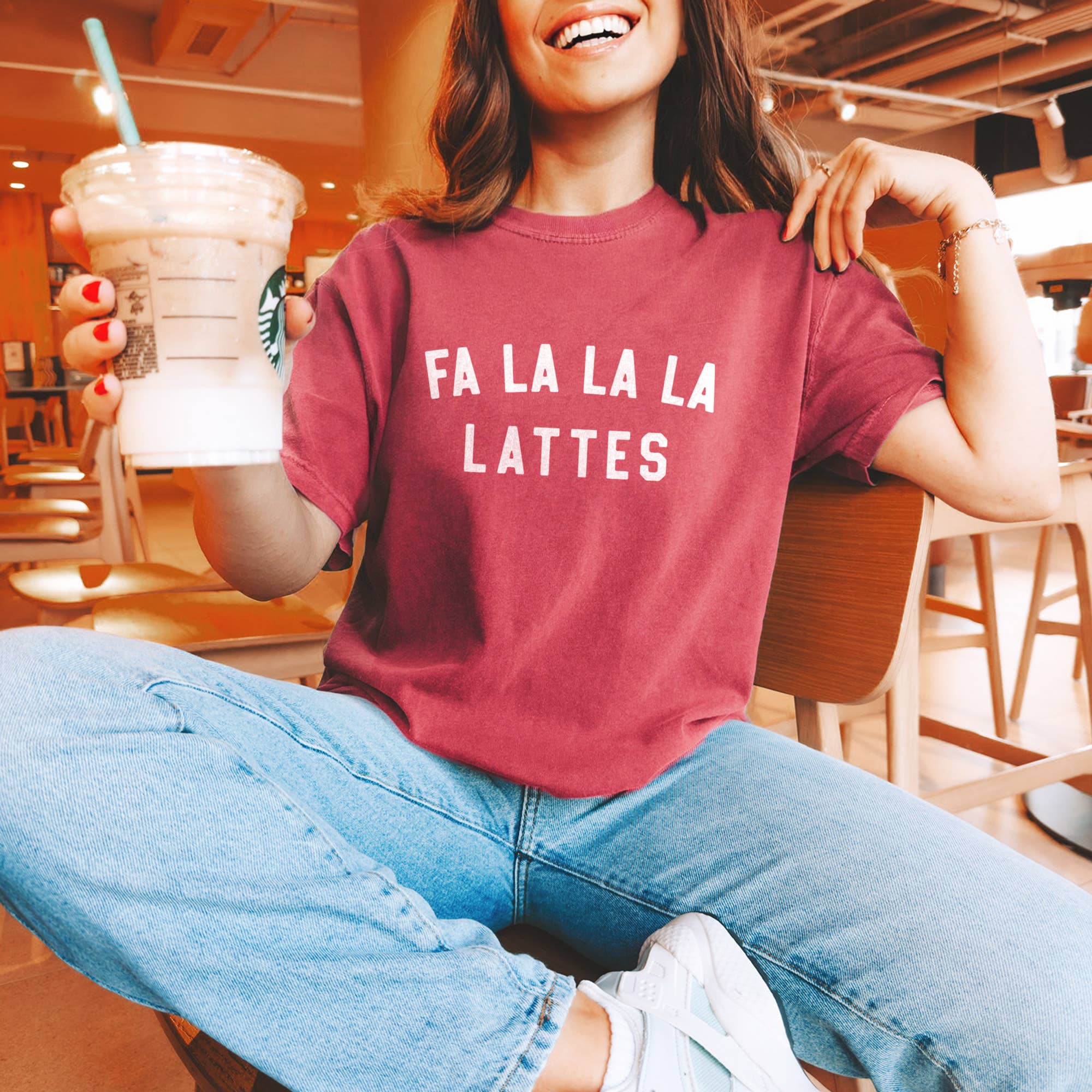 Fa La La La Lattes Coffee Lover Christmas T-Shirt