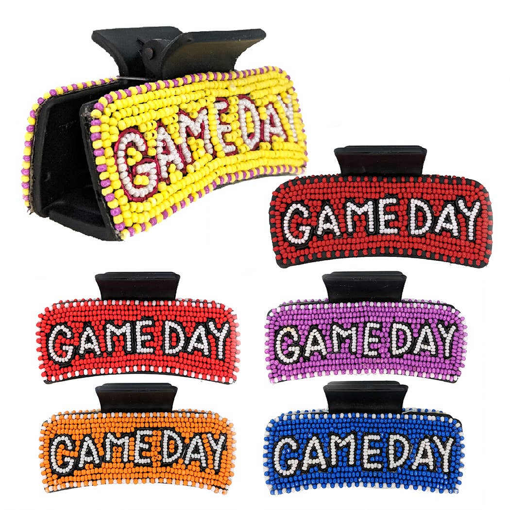 Gameday Lettering Seed Beaded Hair Claw Clip