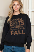 Women Fall Graphic Print Pullover Solid Sweater