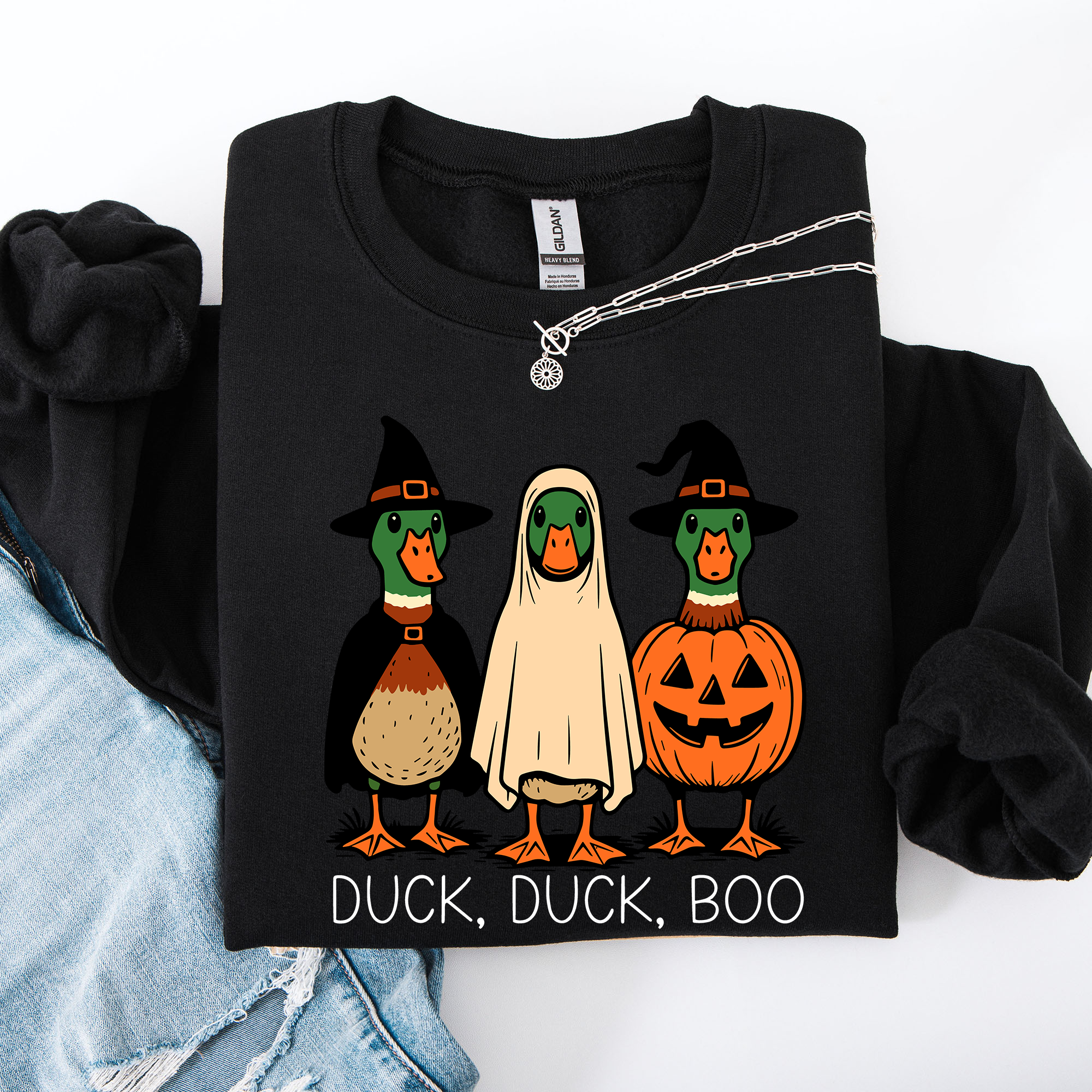 Duck Duck Boo, Funny Goose Halloween Ghost Spooky Sweatshirt