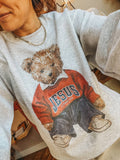 Jesus Loves Me Teddy Bear Religious Crew Neck Sweatshirt