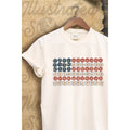 Flower American Flag Vintage Graphic  Tee