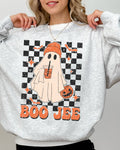 Boo-Jee Ghost, Checkered Halloween Coffee Drink Sweatshirt