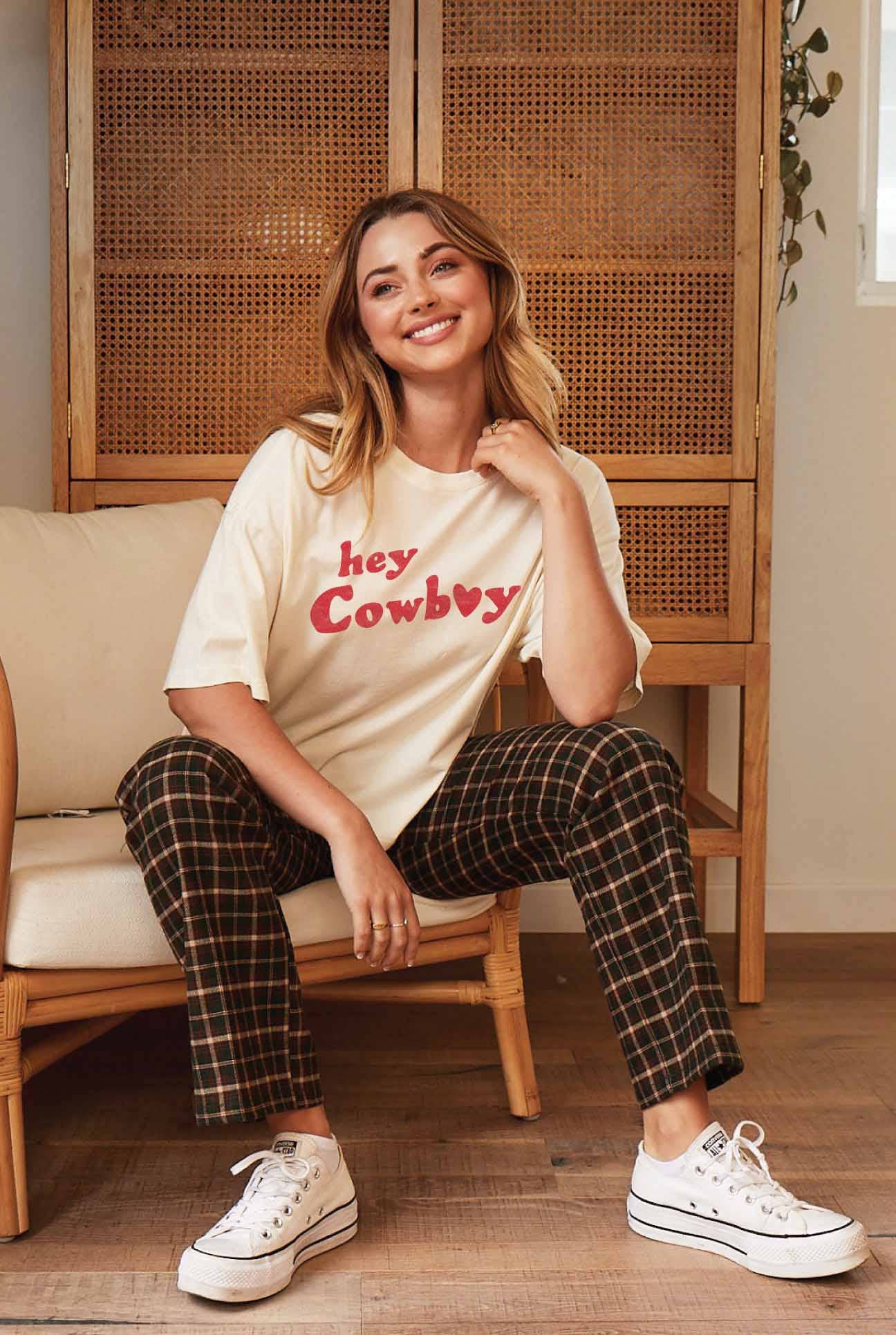 Hey Cowboy  Mineral Washed Graphic Top