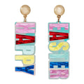Happy Easter Colorful Text Drop Post Earrings