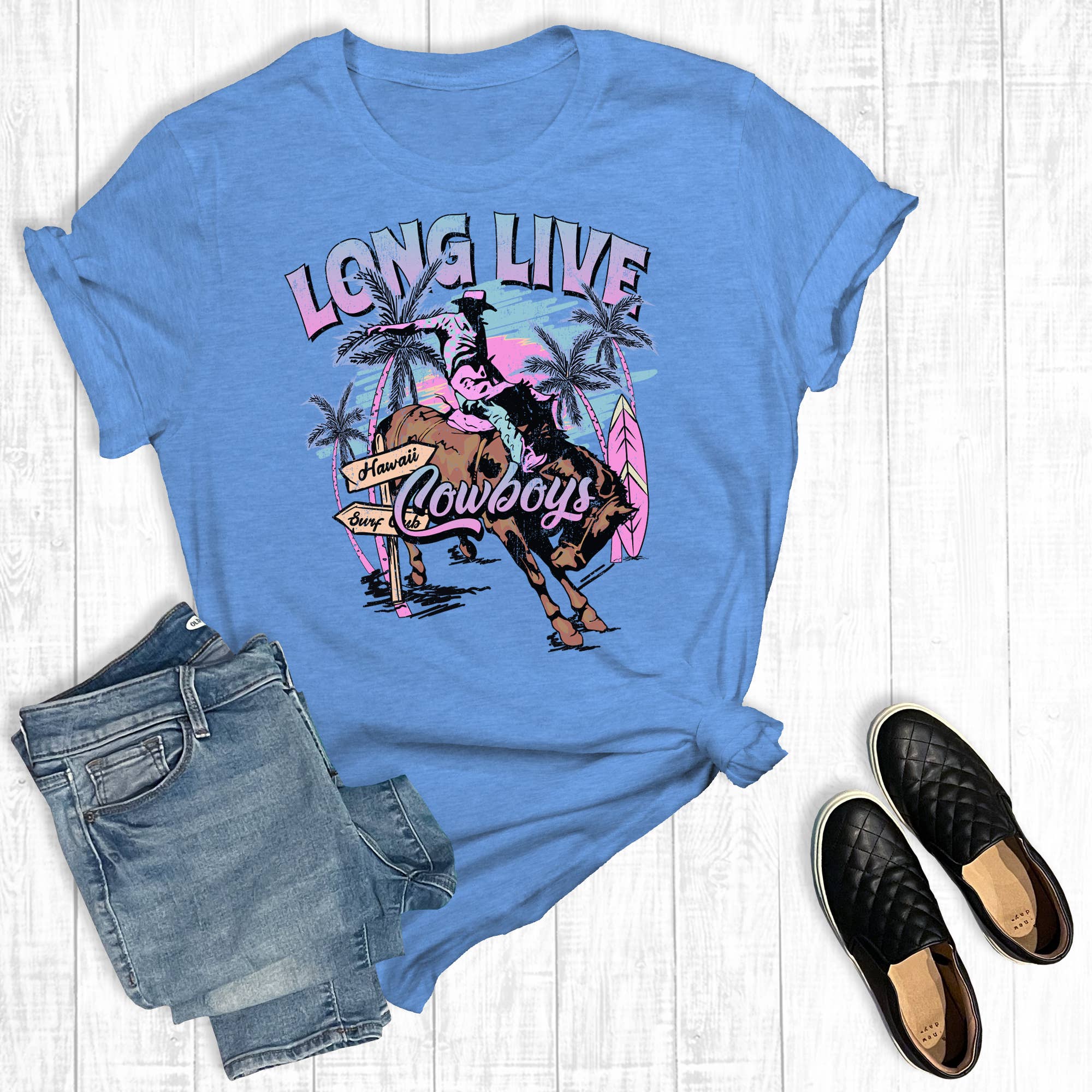 Western Summer Vacation Long Live Cowboys Graphic Tee