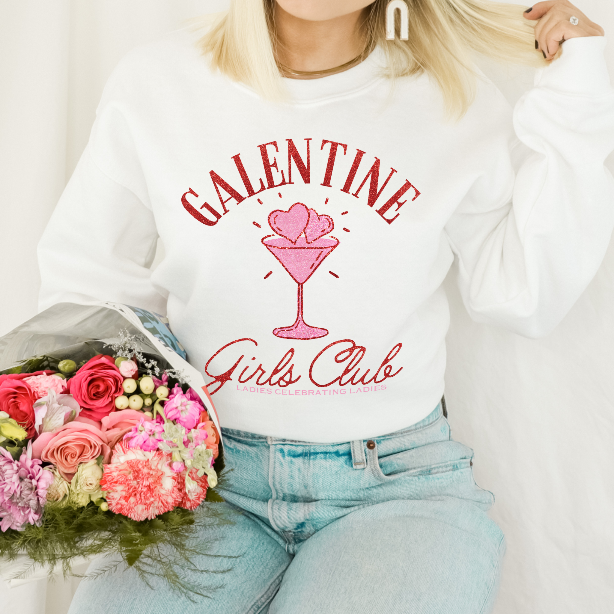 Galentine Girls Club Valentines Graphic Crewneck
