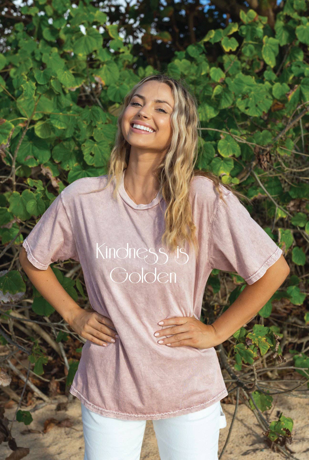 Kindness Is Golden  Mineral Washed Graphic Top