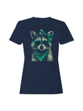 St. Patrick's Day Trendy Raccoon Shamrock Scarf Women's Tee
