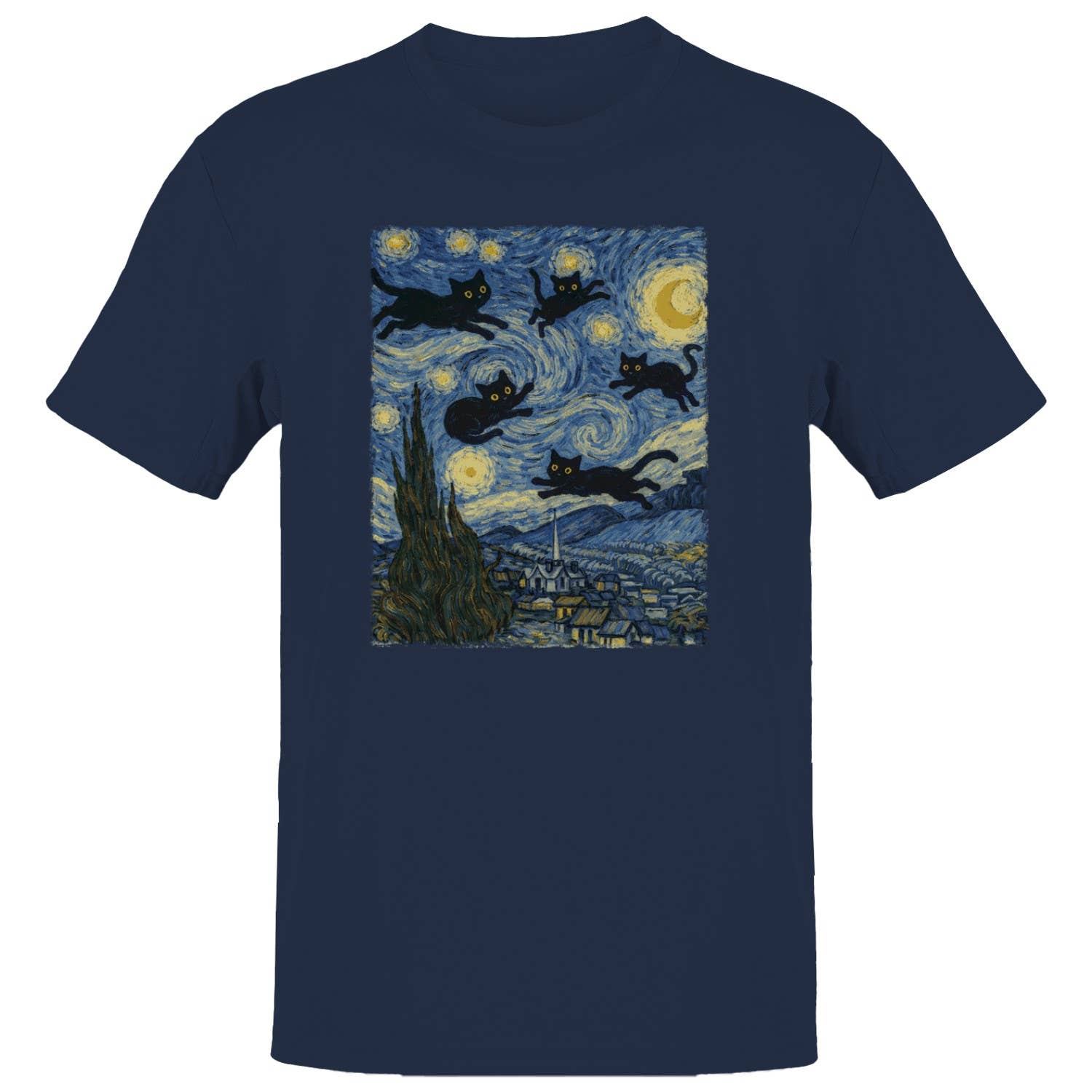 Cats Van Gogh Men's T-Shirt Navy