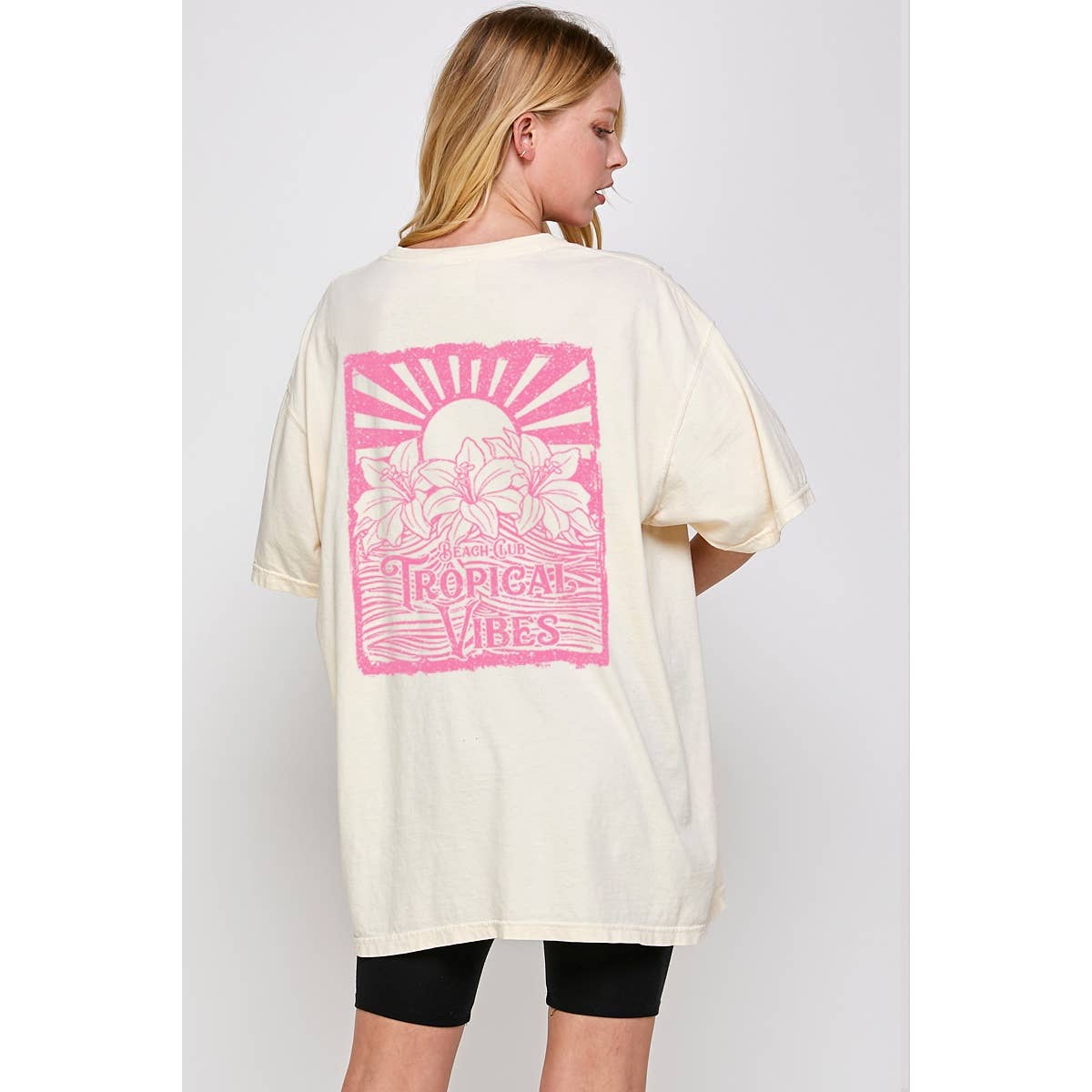 Tropical Vibes Vintage   Graphic  Oversized Tee