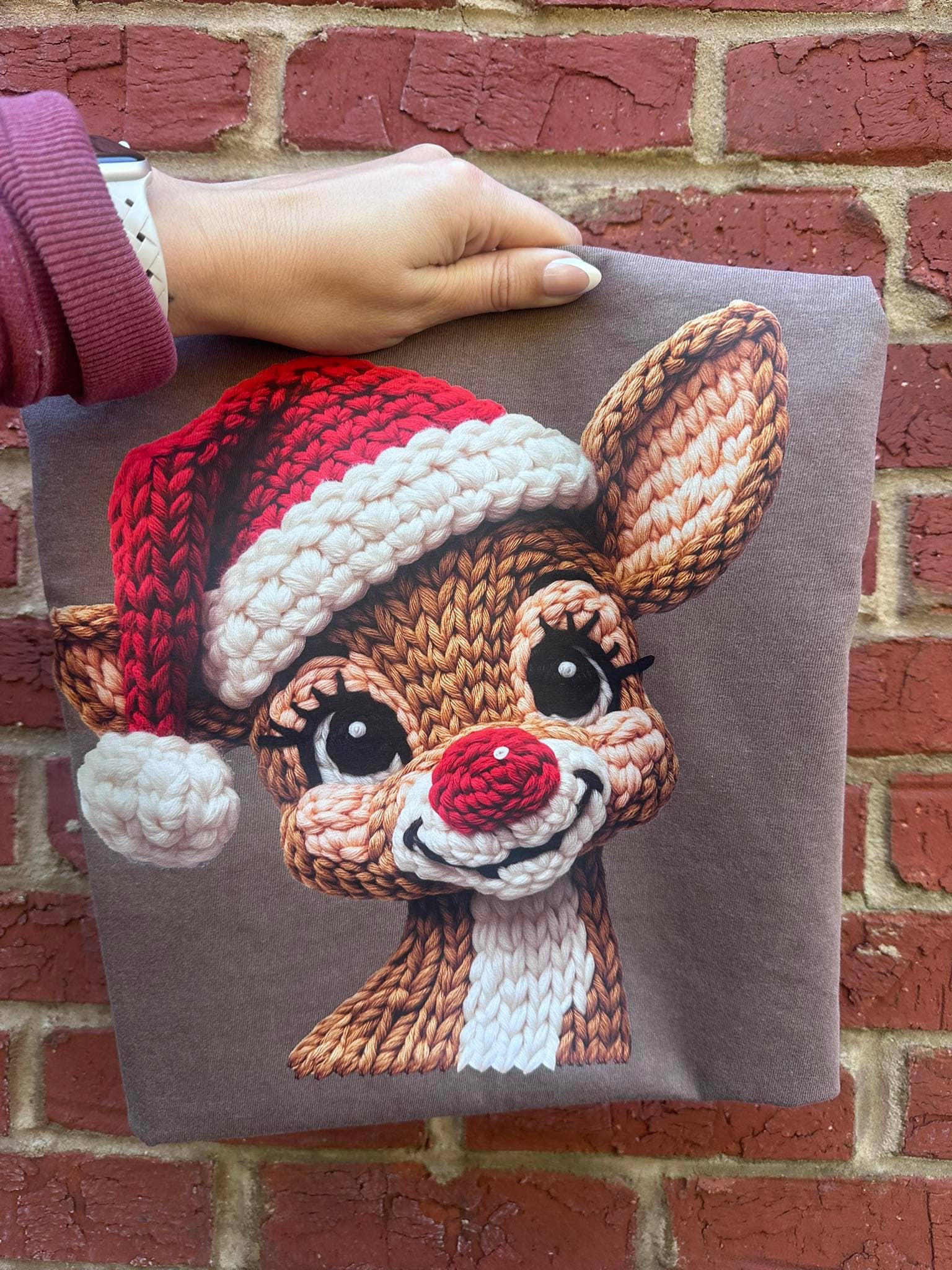 Faux Yarn Rudolph On Comfort Colors Espresso