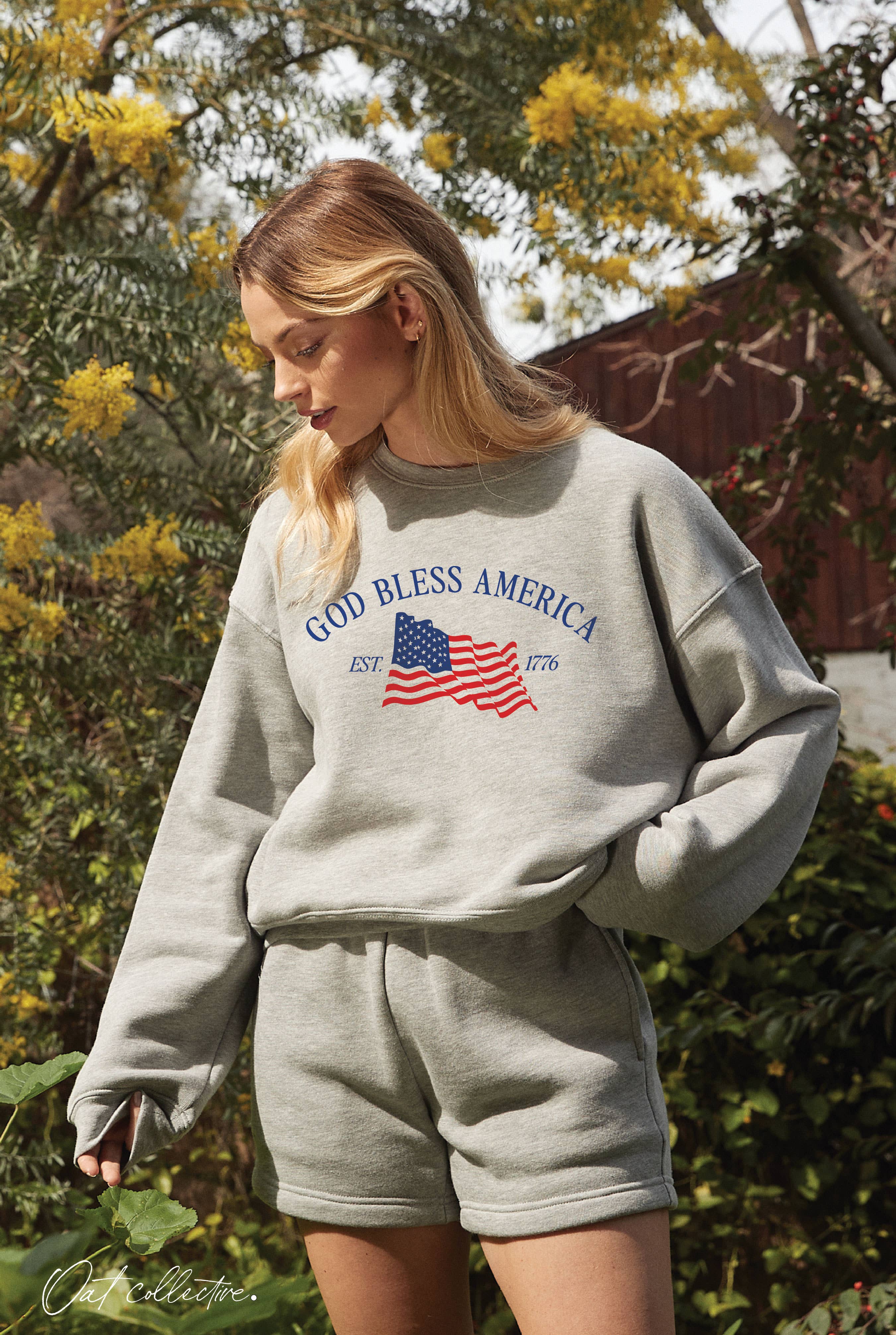 God Bless America Mid Graphic Sweatshirt