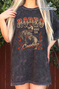 Rodeo Cowboy-Hand Drawn Oversize Mineral Graphic Tshirts