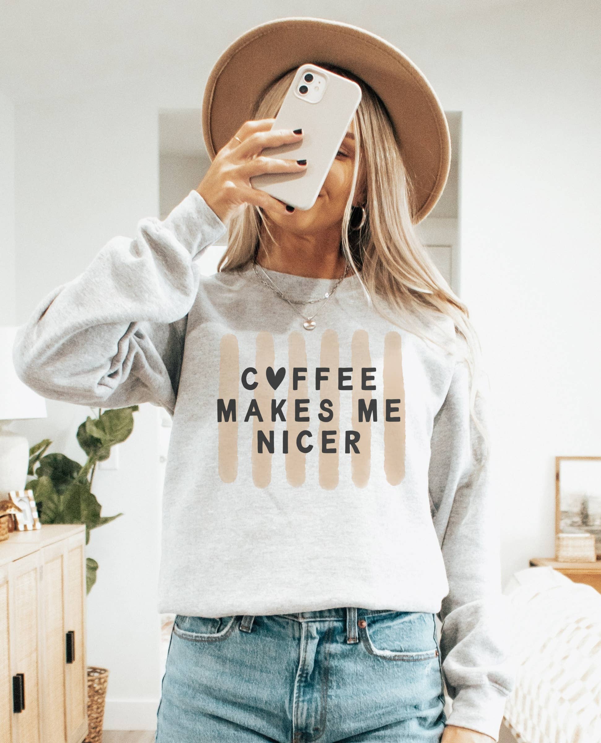 Coffee Makes Me Nicer Crew Neck Sweatshirt