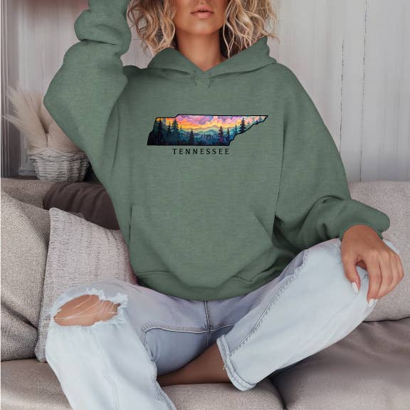 Tennessee Sunset Sport Green Hoodie