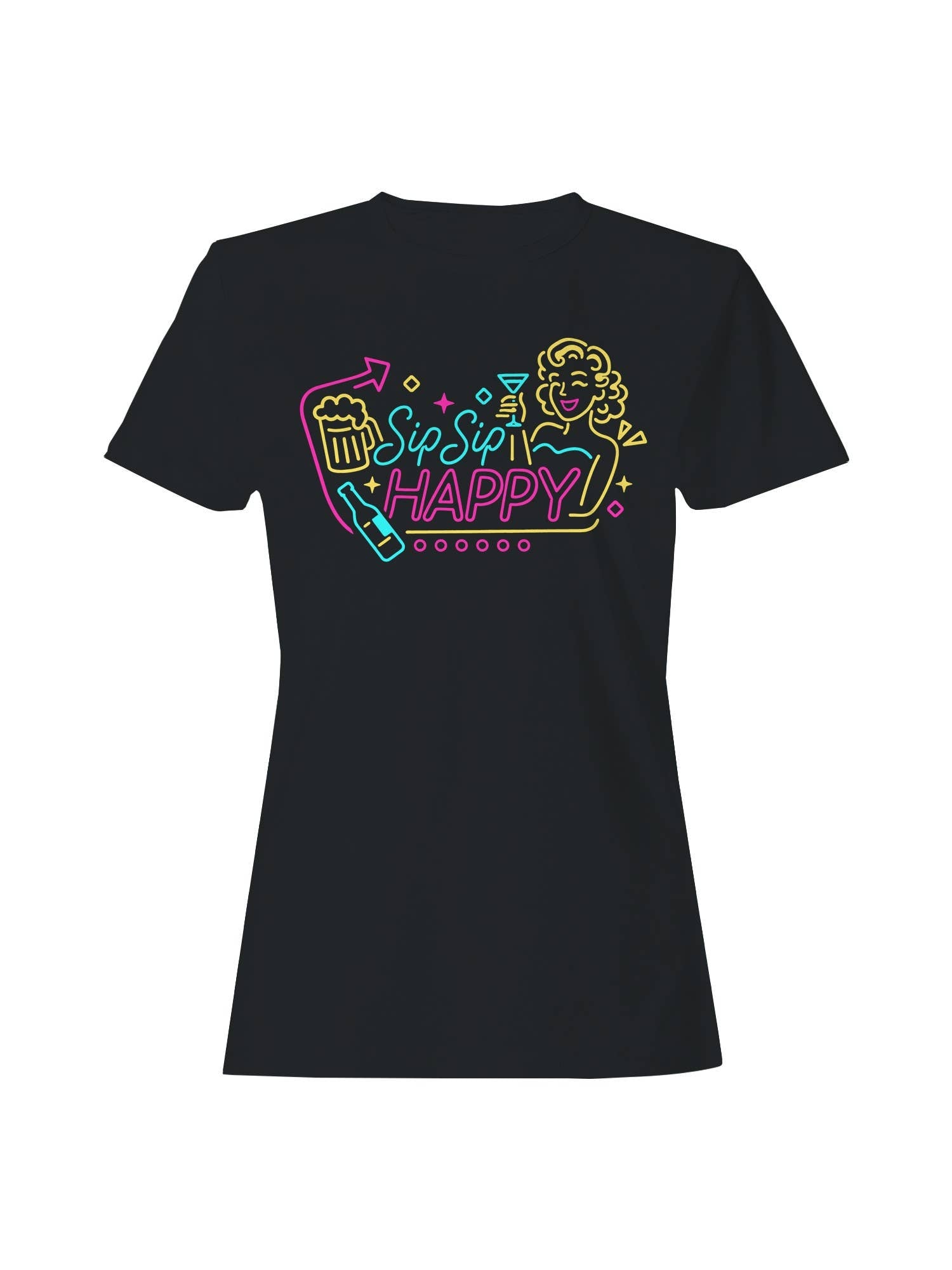 Sip Sip Happy Neon Celebration Women's T-Shirt