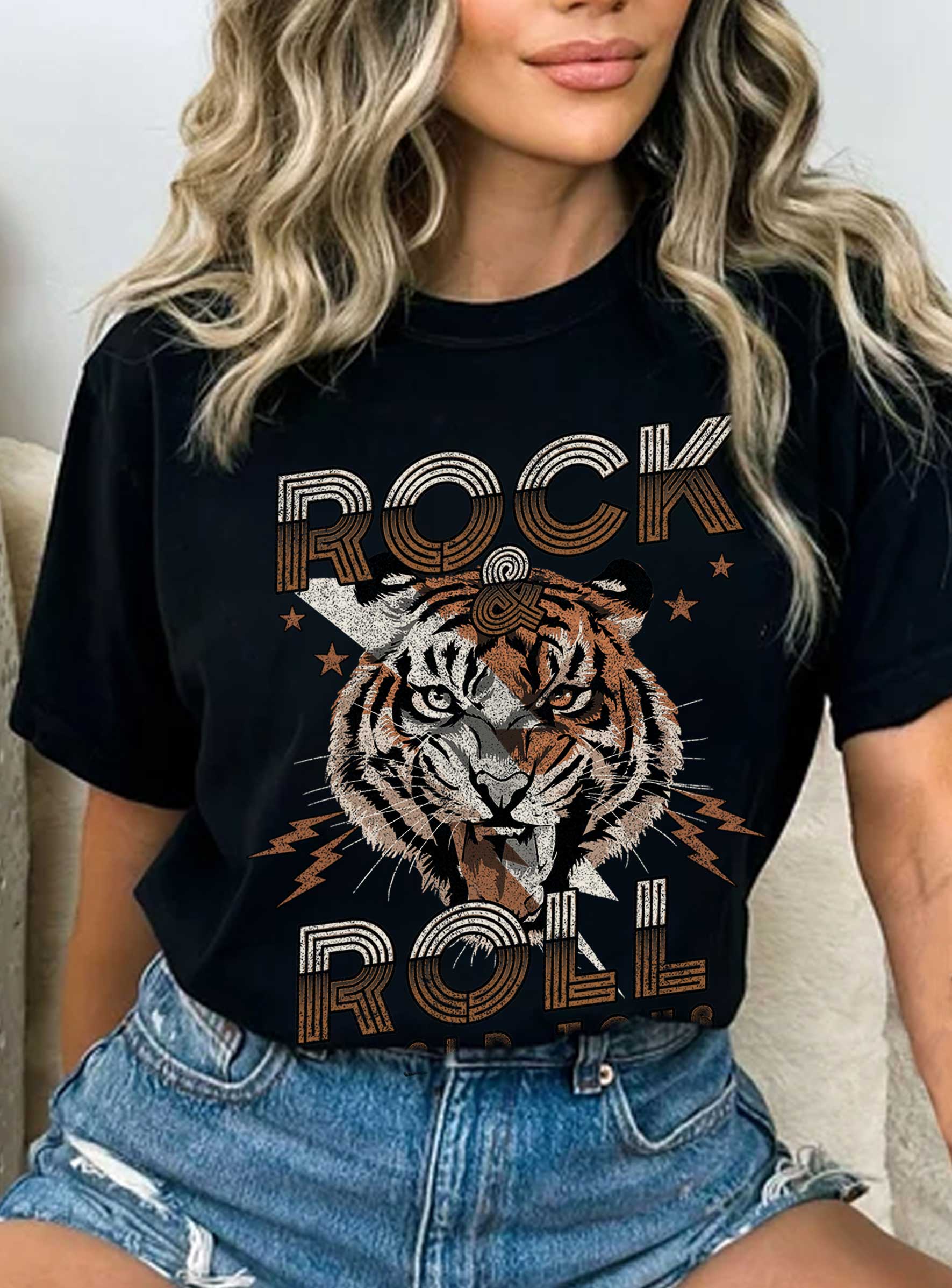 Rock and Roll World Tour Tiger Graphic Tshirts